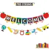 Temporada de Regreso a Clases Banderín de Letras para Tirar Fiesta Decoración de Aula Banderín de Flores para Tirar Decoración Colgante de Papelería Artificial