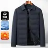 Chamarra ligera con cuello de camisa para hombre, con costuras selladas para evitar la fuga de plumón, no voluminosa, adecuada para otoño e invierno, versátil para ropa de negocios y una cálida opción de abrigo para papás