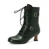 Botas con Hebilla Retro Remache Botas Romanas Tacón Medio Grueso Botas de Caballero Botas para Mujer Brock 40-50 talla extra Comercio Exterior