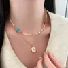 Collar de Ágata de Calabaza y Polvo de Sandía para Mujer 2025 Nuevo Cadena para Clavícula de Piedra Natural con Cuentas Collar de Lujo Ligero de Alta Gama