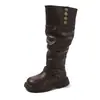 Botas de Pelúcia Cano Alto para Meninas Inverno Novo Estilo Infantil Estilo Britânico Quente Proteção Contra Frio Moda Botas Longas para Meninas