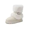 Botas de Nieve Cálidas de Moda Estilo Coreano con Forro de Felpa de 4 cm 2026 Invierno Nuevas Punta Redonda Suela Gruesa Slip-On Botas Peludas