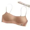 Sutiã de verão fino de corte baixo com decote quadrado para seios pequenos, com alças finas, decote baixo, belo design nas costas, invisível e sem costura para mulheres