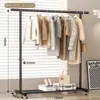 Perchero de pie extragrueso para uso doméstico, dormitorio, móvil, estilo crema, perchero simple para dormitorio, tipo de pie para balcón