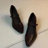 2026 Nuevos Zapatos de Tacón Grueso Mary Jane de Punta Cómodos para el Trabajo para Faldas Negros Impresionantes Tacones Altos Mujer