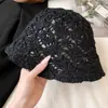 Chapéu de pescador de crochê vazado estilo coreano, chapéu de proteção solar e viseira, estilo coreano, faz o rosto parecer menor, chapéu bucket versátil, respirável e dobrável