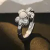 Pendientes de Plata de Ley S925 con Ópalo Estilo Coreano de Diseñador de Nicho E6203 para Mujer Incrustados con Flor de Pedrería