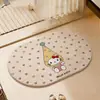 Tapete de chão para banheiro, design de gatinho de desenho animado, absorvente e antiderrapante, fácil de limpar, espesso e feito de cachemira sintética