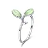 Pulseira Estilo Coreano Estilo Fresco Simples Moda Personalizada Artística Folha Verde Clara Anel Ajustável Anel