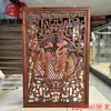 Pingente Esculpido em Madeira Dongyang Pintura Decorativa Antigo Novo Estilo Chinês Madeira de Cânfora Caractere da Sorte Salão Rural Conjunto de Três Peças em Madeira Maciça para Sala de Estar