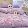Roupa de Cama Classe A Conjunto de Quatro Peças Cor Sólida Algodão Desenho Animado Toalha Bordada Capa de Edredom Amigável à Pele Lavável Algodão Kit Fofo para Dormitório de Estudante