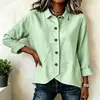 Camisa Feminina de Manga Longa com Gola Reversível, Cor Sólida, Corte Slim, Estilo Novo Europeu e Americano, Estação Independente da Amazon, Cruzamento de Fronteiras, Outono de 2026