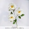 Ramo falso de simulación de color blanco terminado con flores de seda artificial para boda, fila de flores de plástico, arreglo de boda de alta calidad
