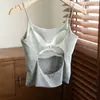 Camisola Sexy con Espalda Descubierta y Diseño Hueco, Top para Chica Popular con Copas, Versátil Top Hermoso con Escote en U Profundo para Usar como Prenda Exterior