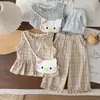 Conjunto de Verano para Niñas, Nuevo Elegante Conjunto de Manga Corta Estilo Urbano para Niños, Moderno Conjunto de Dos Piezas para Bebés y Niños Pequeños