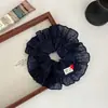 Scrunchie de Poá com Coração e Babados Estilo Coreano para Mulheres, Elástico de Cabelo Oversized Fresco e Doce, Acessório de Cabelo Versátil para Mulheres