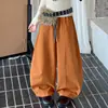 Pantalones de chándal para niña Otoño e Invierno 2026 Nuevos Casuales Estilo Coreano Niños Medianos y Grandes Sueltos Felpa Gruesa Pantalones Plátano Modernos