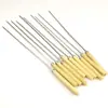 Brochetas de Acero Inoxidable Engrosadas con Mangos de Madera, Brochetas para Barbacoa Zibo, Brochetas de Carne Extendidas para Asar