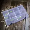 Caja de almacenamiento de escritorio de plástico con rejilla, 10, 15 y 24 botones transparentes, para accesorios de pesca, joyería y cosméticos.