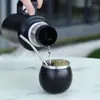 Taza de Coche Portátil y Sencilla con Cuchara de Gran Capacidad Taza con Asa de Color Sólido Taza Aislada de Doble Capa de Acero Inoxidable para Exteriores