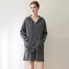Moletom 100% Caxemira Feminino Outono/Inverno Novo Estilo com Capuz Zíper Duplo Solto Moda Cardigan de Tricô Conjunto