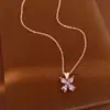 Collar de flor de gota de agua de circón dulce estilo coreano, cadena para la clavícula de lujo ligero de nicho, joyería de alta gama simple y elegante al por mayor