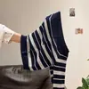 Blusa de tricô listrada color-block, modeladora, de manga comprida e um ombro só para mulheres, nova base de outono estilo coreano, top feminino A14190