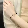 Pulsera Zorro de Cristal Rosa Cuerda Roja Tejida a Mano Cuerda de Mano Negra Pulsera de Piedra Hibisco Joyería para Novia