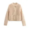 Moda Feminina Europeia e Americana Transfronteiriça Nova Outono e Inverno Estilo Preguiçoso Fashionável Casual Versátil Cardigan Suéter de Tricô Grosso