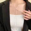 Colar Estrela de Cinco Pontas Simples de Prata Estilo Ins Coreano Feminino Luxo Acessível Nicho Alto Padrão Corrente Longa Doce e Cool para Suéter Acessórios