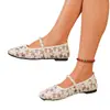 Zapatos Mary Jane con Encaje Floral Hueco Transfronterizos para Mujer, Correa de Perla, Punta Cuadrada, Transpirables, Suela Suave para Viajes de Primavera y Verano