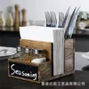Caixa de Papel Toalha com Faca e Garfo Estilo Retrô Vertical para Restaurante com Quadro Negro para Recados Lavável Caixa de Armazenamento de Papel para Mesa de Jantar em Casa Porta-Armazenamento