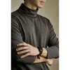 Elegante Camiseta Básica de Cuello Alto para Hombre Estilo Old Money, Algodón Mercerizado con Amoníaco Líquido, Manga Larga Antiestática para Otoño e Invierno, Casual