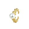 Anillo Torcido Gradiente de Personalidad Temperamento Estilo Hong Kong para Mujer Chapado en Oro de 18k con Incrustaciones de Perla de Agua Dulce Anillo para el Dedo Índice