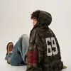 Sudadera con capucha con cremallera de marca moderna estilo americano, estilo pareja, moda urbana, fresca y casual, corte holgado, camuflaje, chaqueta con cremallera vintage