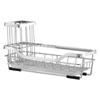 Estante de almacenamiento de acero inoxidable para fregadero de cocina, escurridor de esponjas y trapos, escurridor de encimera sin perforaciones