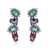 Huabi joyería nuevo transfronterizo deseo más vendido piedra de cristal combinación de colores aretes estilo europeo y americano aretes de temperamento una generación de cabello