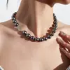 Collar de Perlas Negras Tahitianas Ni Ni Mismo Estilo Luz Fuerte Lujo Accesible Cadena de Suéter Laguna Collar Bebé Clavícula Gama Alta