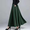 Falda de algodón y lino de color liso con cintura elástica y dobladillo extragrande, talla única, primavera y verano 2023, nuevo vestido de baile cuadrado de estilo étnico