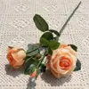 Flores Artificiales de Rosa, Estilo Británico de Lujo Ligero, Rosas Elegantes con Borde Brillante, Flores para Decoración del Hogar y Bodas, Populares en la Plataforma