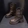 Botas Martin de Felpa para Mujer Estilo Británico 2026 Otoño/Invierno Nueva Llegada Más Vendidas Botas de Caña Media Fruncidas para Pantalón Suela Gruesa Algodón Adelgazantes