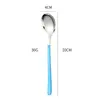 Cuchara Uso Doméstico Titanio Pintado Chapado Celebridad de Internet Estilo Coreano Cuchara Creativa Mango Largo Acero Inoxidable Cuchara para Comer Cucharadita Cuchara para Postre