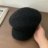Boina de punto otoño e invierno para mujer, gorra de pintor vintage, gorra de lana de repartidor, cálida y versátil, hace que la cara se vea más pequeña