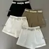 Shorts estilo minimalista coreano de cintura alta em linha A com cinto, calça social de Tencel com caimento, emagrecem e valorizam silhuetas petites