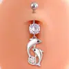 Comercio Electrónico Europeo y Americano Estilo Nuevo Delfín Lindo y Moderno Sexy Brillante Incrustado de Circonita Joyería de Piercing Anillo para Ombligo Anillo de Vientre