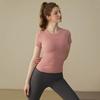 Verão Fino Gola Redonda Justo Esportivo Manga Curta Corrida Yoga Fitness Top Casual ao Ar Livre Camiseta
