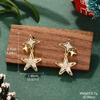 Brincos de Estrela e Lua para Mulheres Leve Luxo Série Atmosfera de Natal Brincos de Nicho com Franjas Cobre Banhado a Ouro Outono e Inverno Estilo Doce