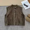 Chaleco Corto Retro de Ante para Mujer Otoño 2026 Nuevo Chaleco Exterior Super Atractivo Chaqueta sin Mangas