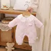 Macacão acolchoado de algodão com estampa de gato Kedi rosa claro de inverno, roupa de algodão para bebê, peça única quente forrada com fleece, agasalho para recém-nascido