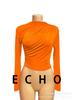 Echo Camiseta Base Interna Negra Ajustada Slim-Fit Cuello Medio Alto Diseño Veraniego para Mujer Camiseta Ajustada de Manga Larga Camiseta Plisada